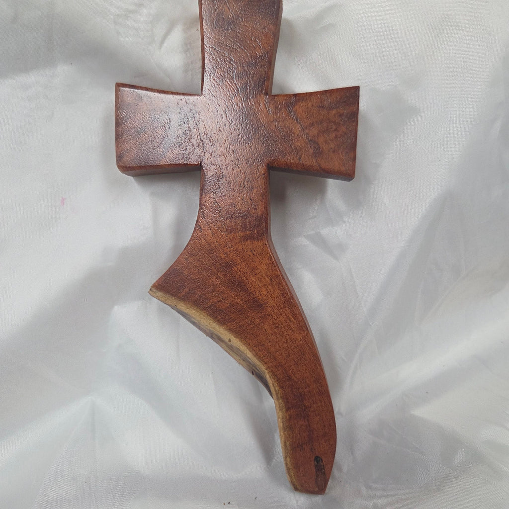 Mesquite Cross with natural colors, hanging cross wall art