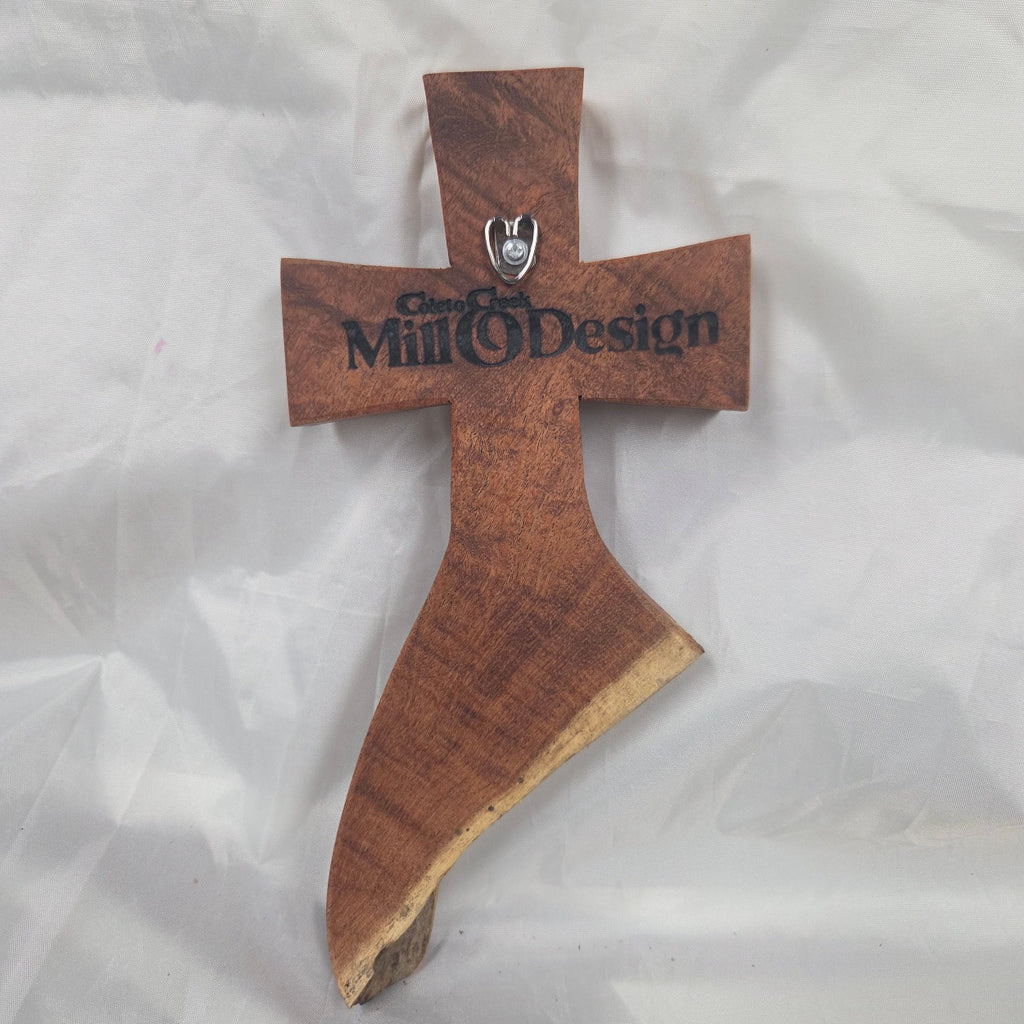 Mesquite Cross with natural colors, hanging cross wall art