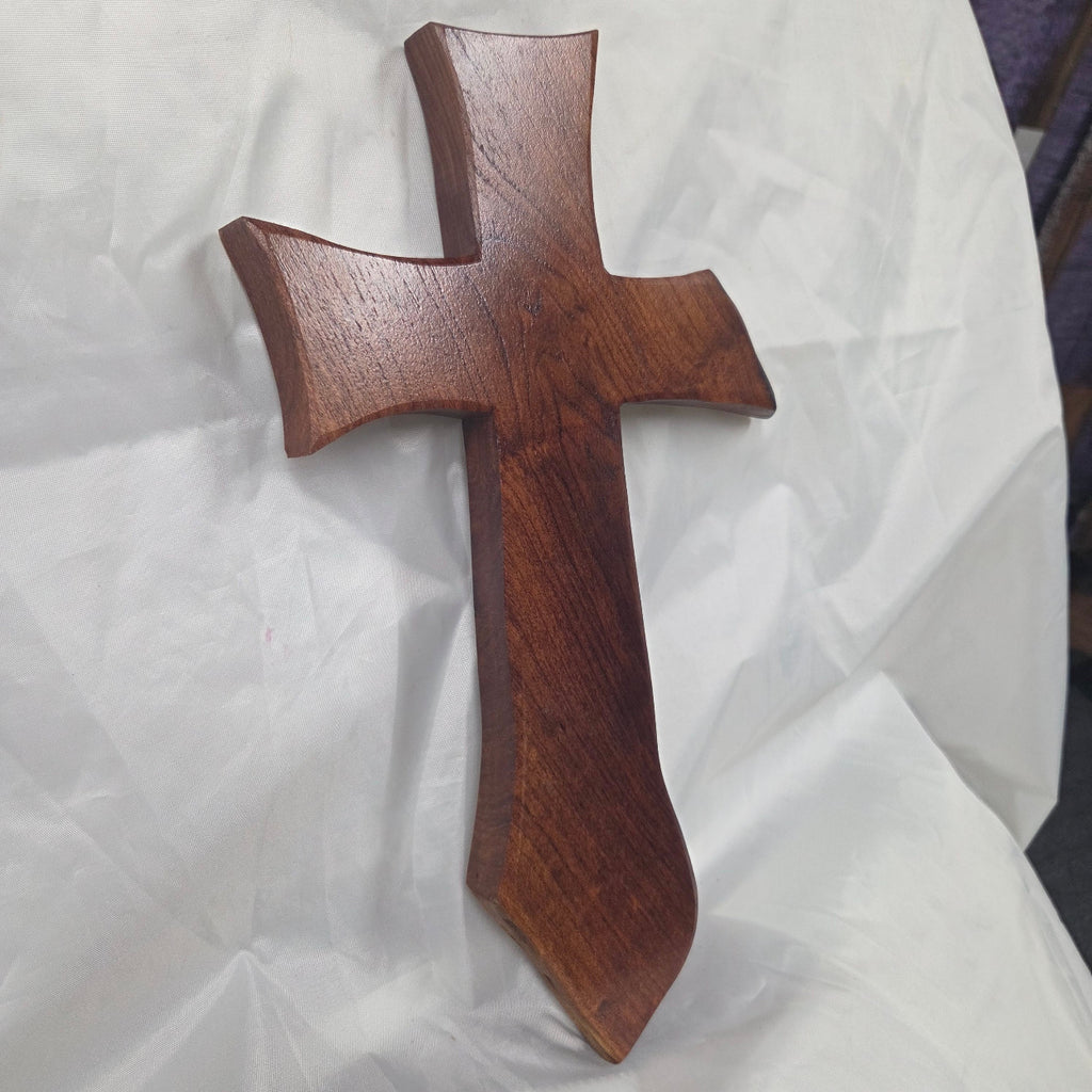 Mesquite Cross with natural colors, hanging cross wall art