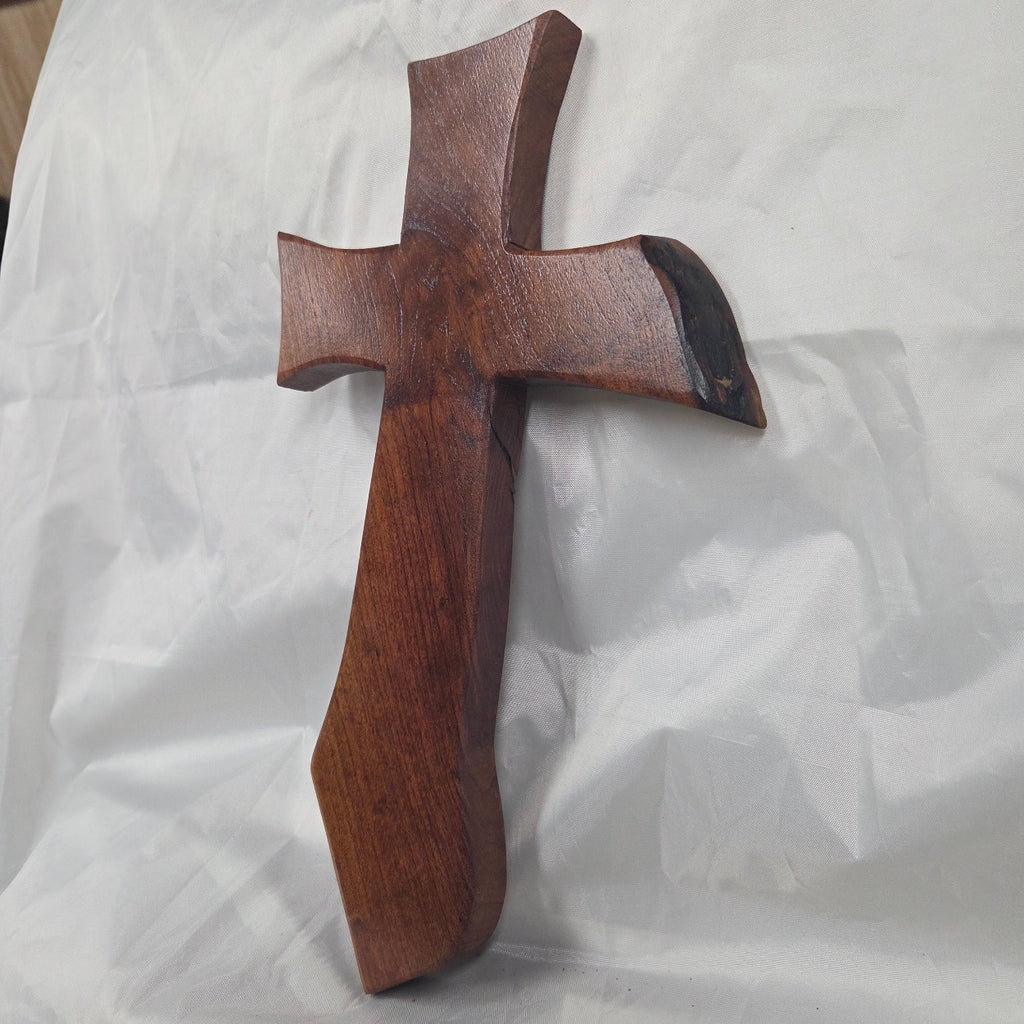Mesquite Cross with natural colors, hanging cross wall art