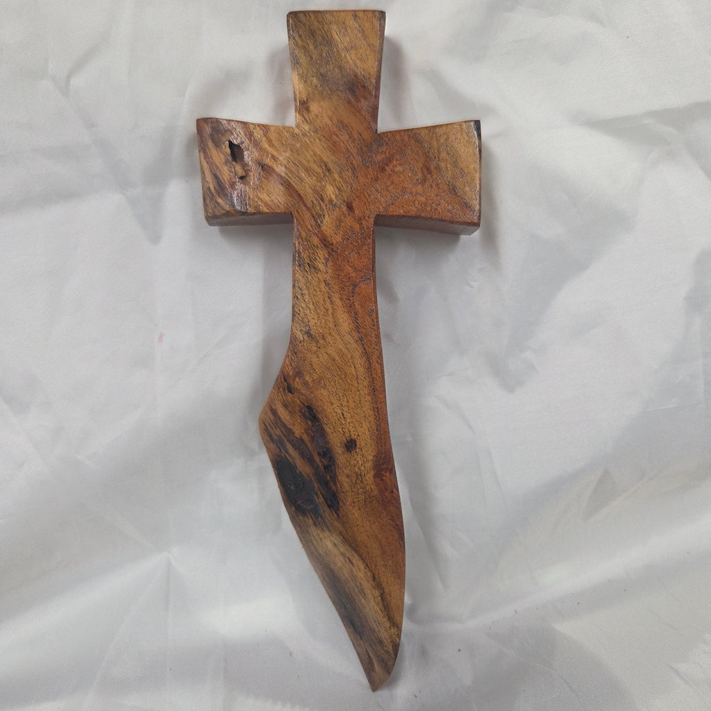 Mesquite Cross with natural colors, hanging cross wall art
