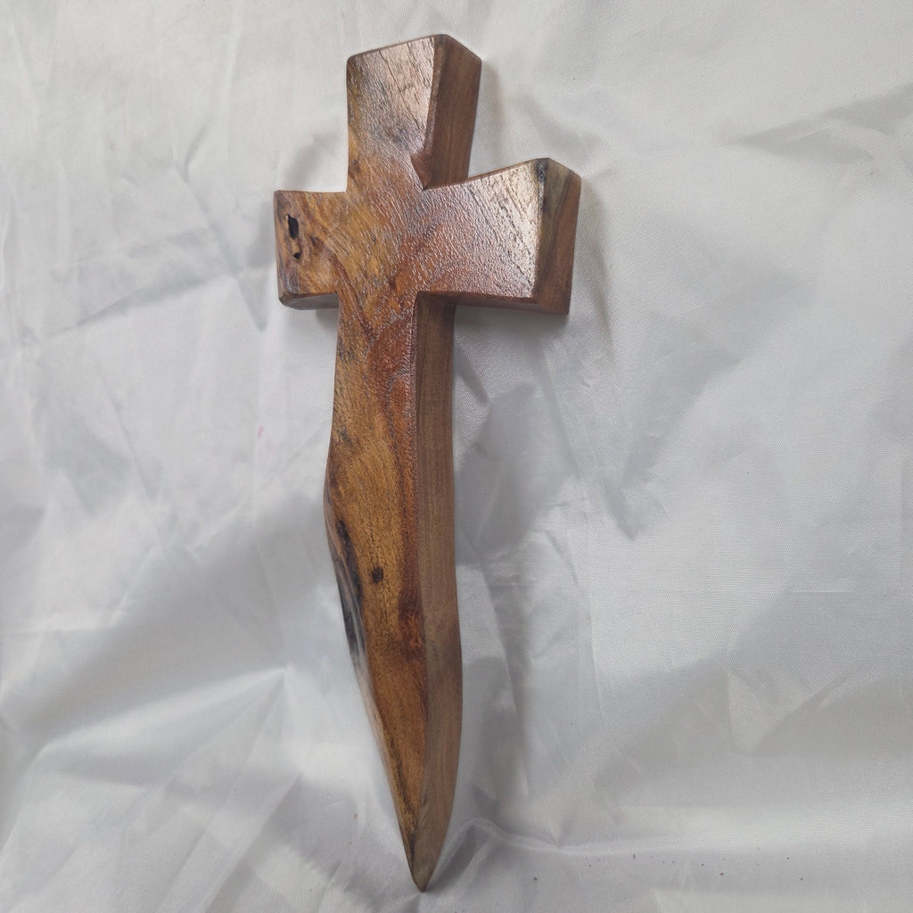 Mesquite Cross with natural colors, hanging cross wall art
