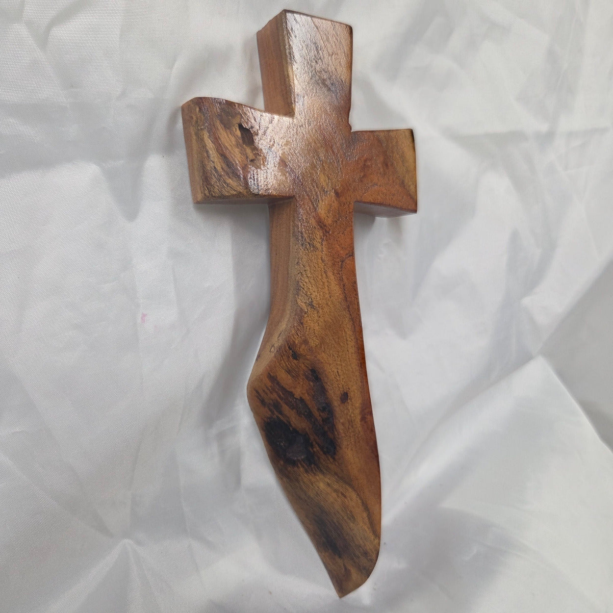 Mesquite Cross with natural colors, hanging cross wall art