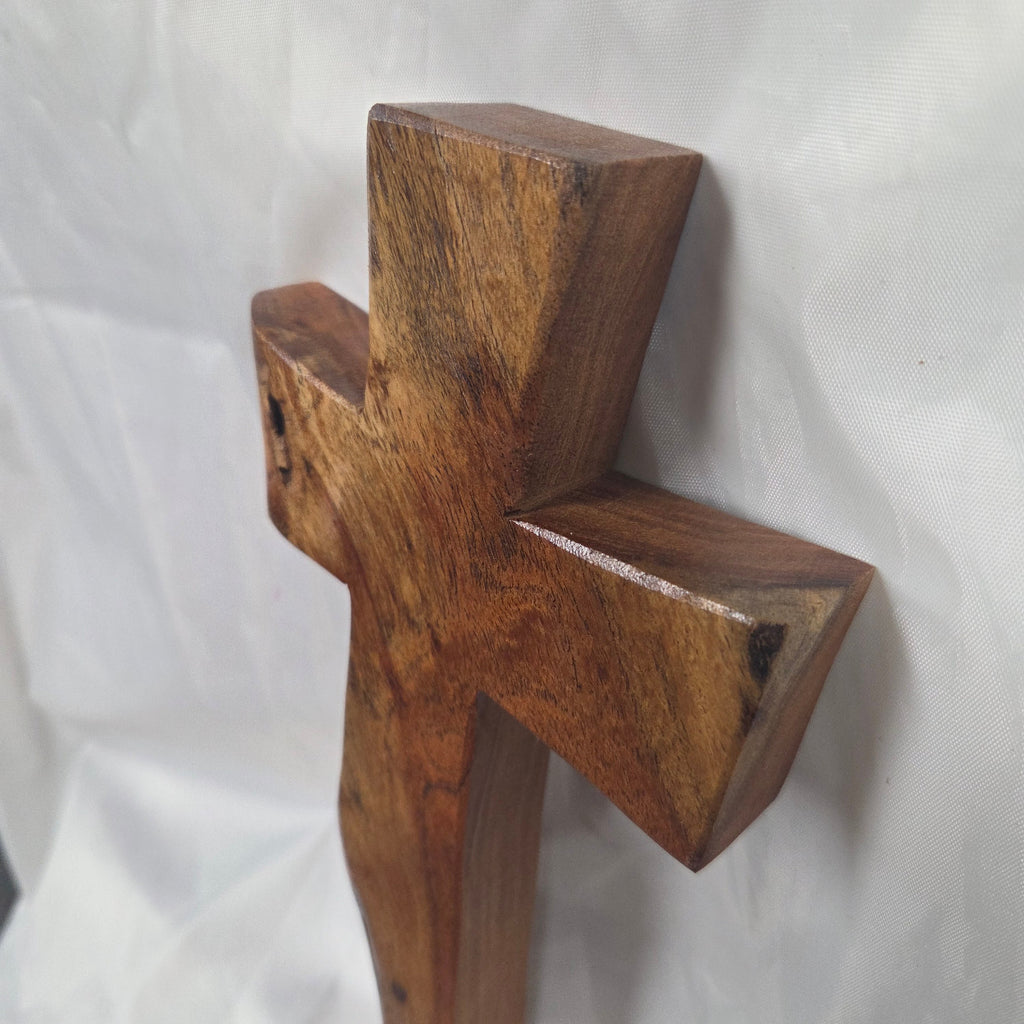 Mesquite Cross with natural colors, hanging cross wall art
