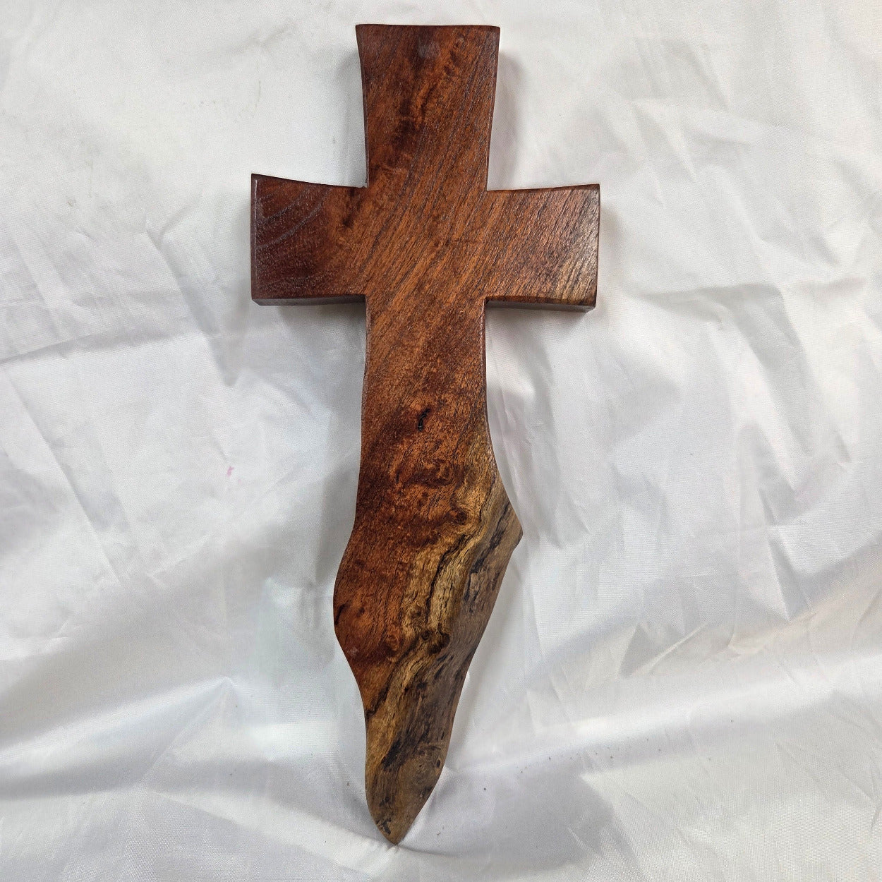 Mesquite Cross with natural colors, hanging cross wall art