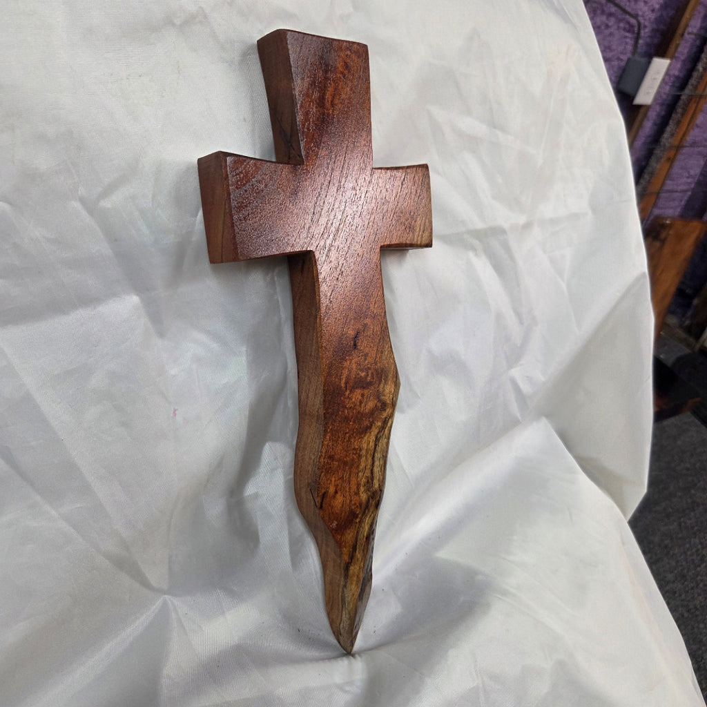 Mesquite Cross with natural colors, hanging cross wall art