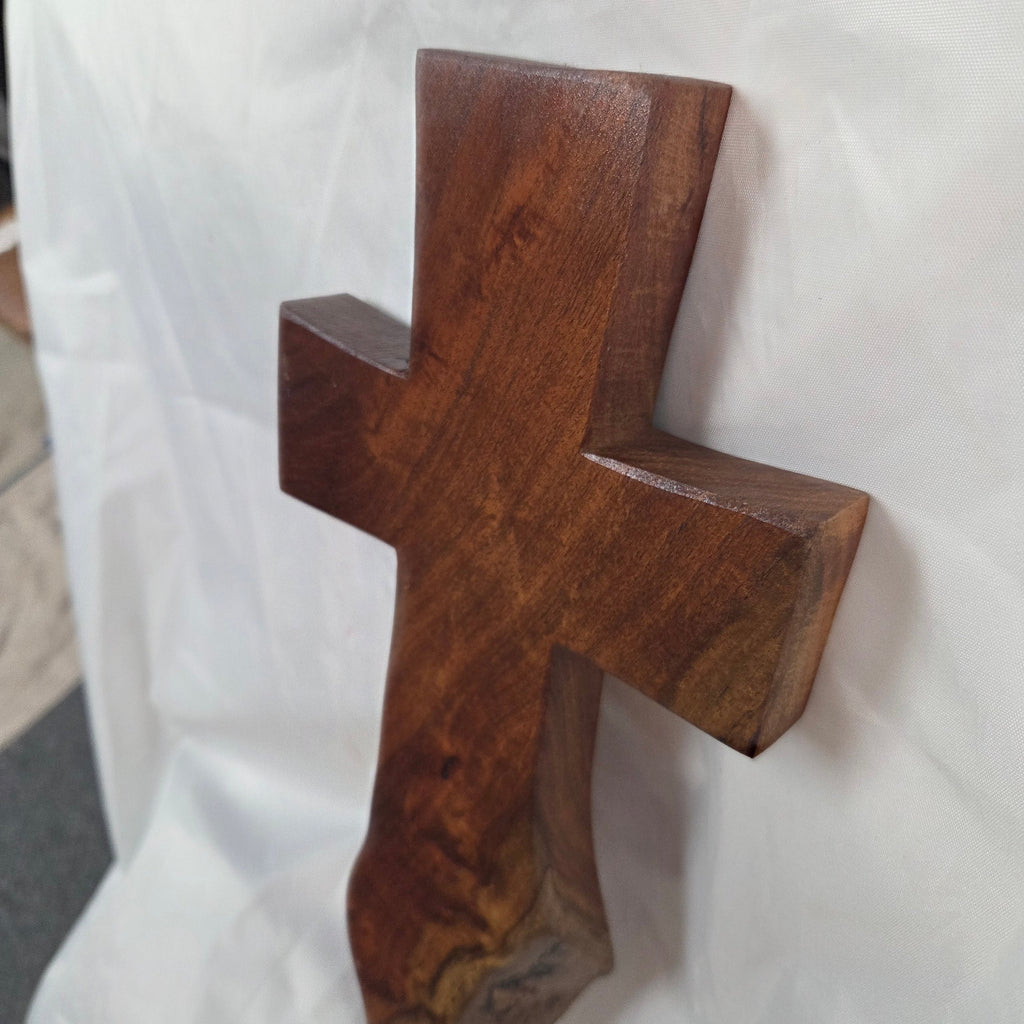 Mesquite Cross with natural colors, hanging cross wall art