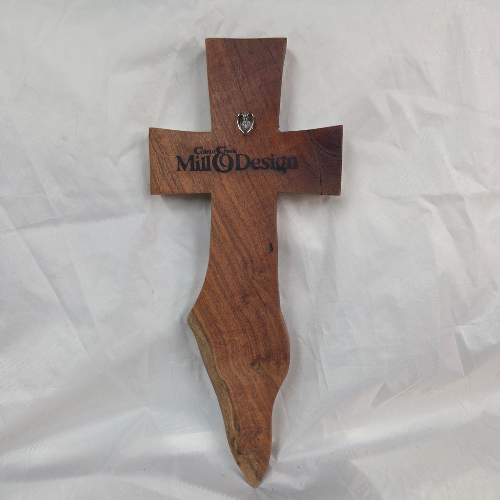 Mesquite Cross with natural colors, hanging cross wall art