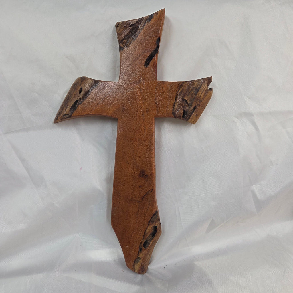 Mesquite Cross with natural colors, hanging cross wall art
