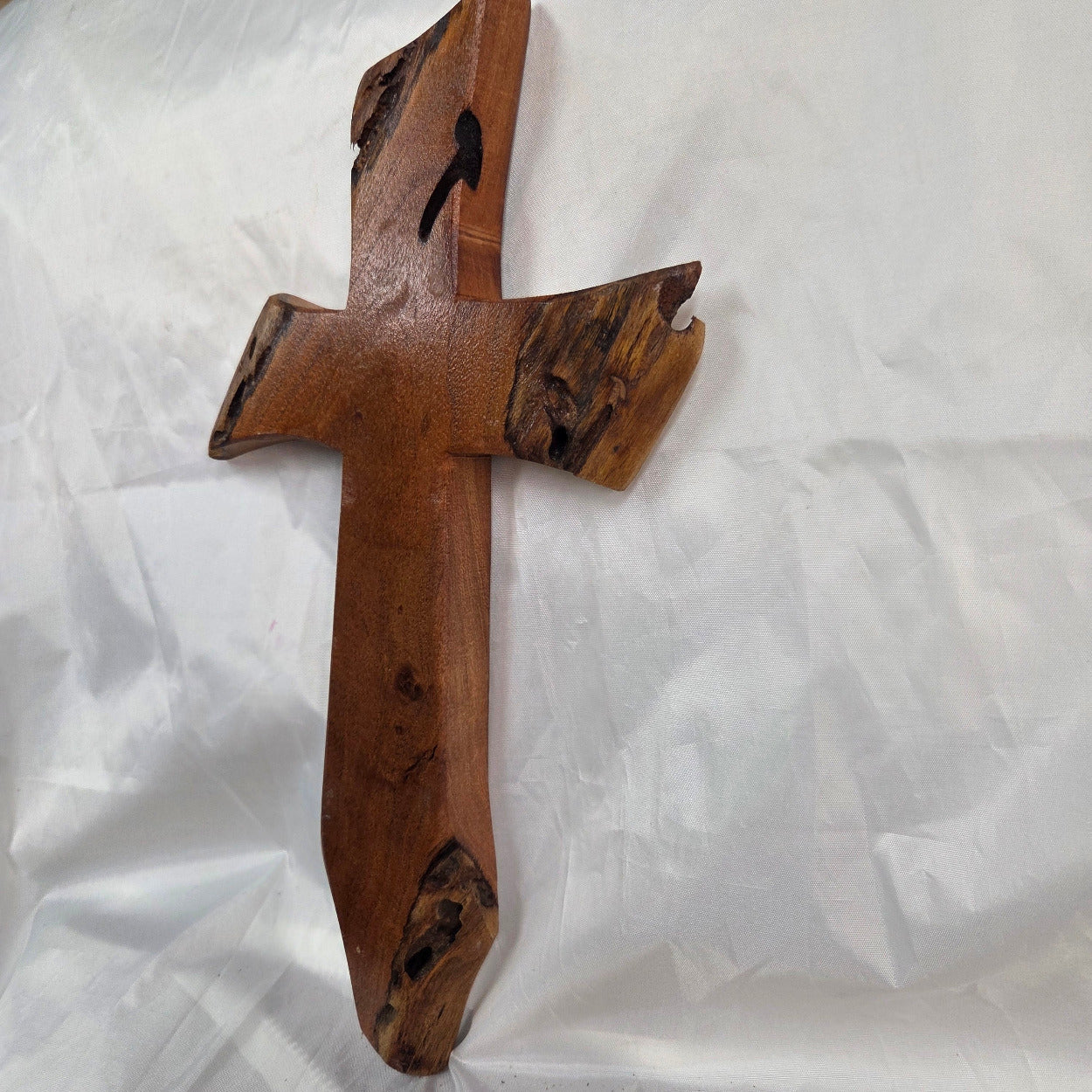 Mesquite Cross with natural colors, hanging cross wall art