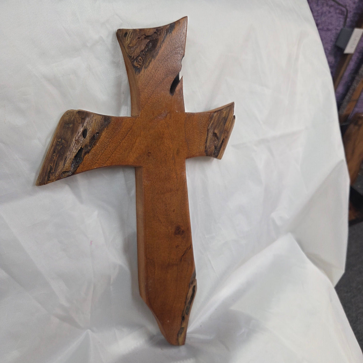 Mesquite Cross with natural colors, hanging cross wall art