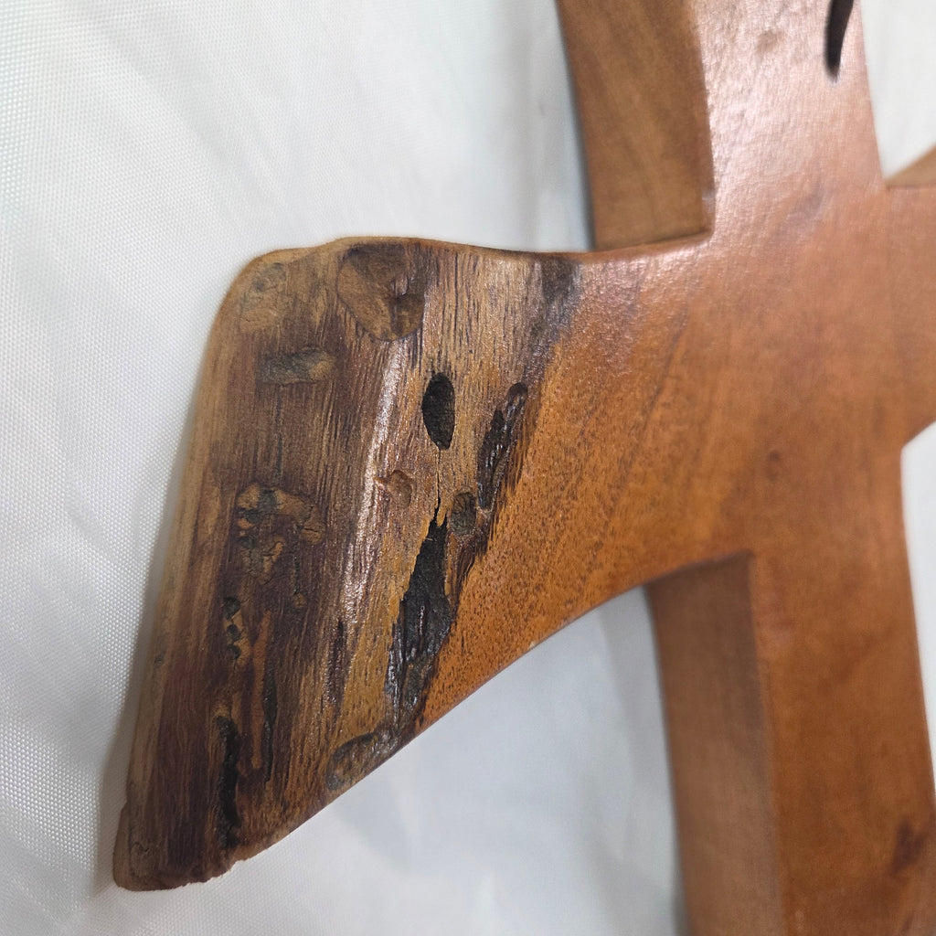 Mesquite Cross with natural colors, hanging cross wall art