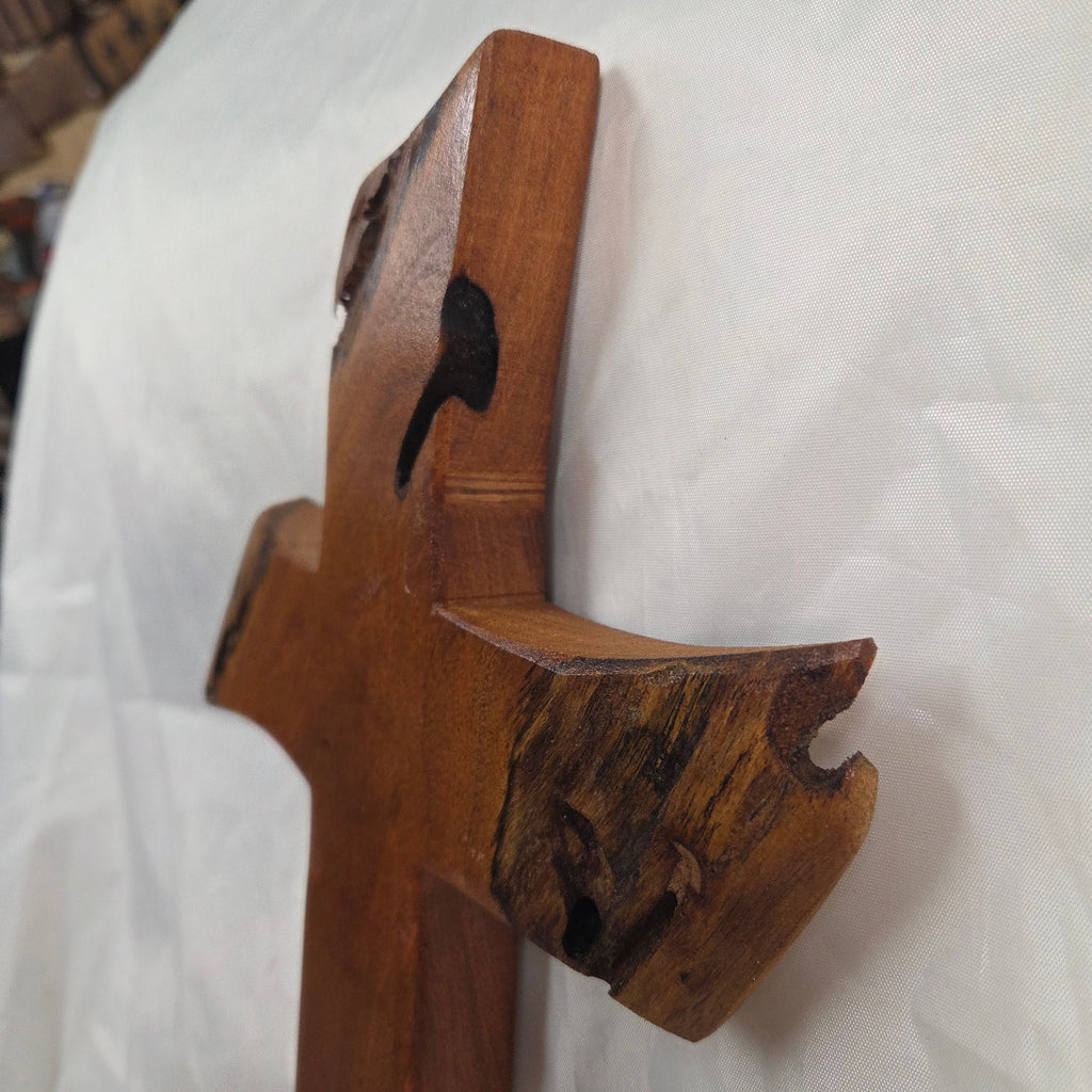 Mesquite Cross with natural colors, hanging cross wall art