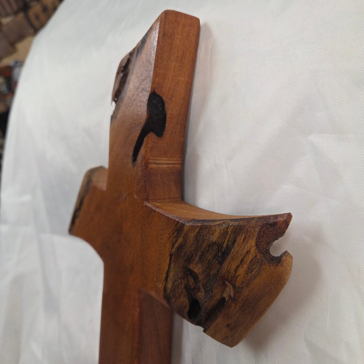 Mesquite Cross with natural colors, hanging cross wall art