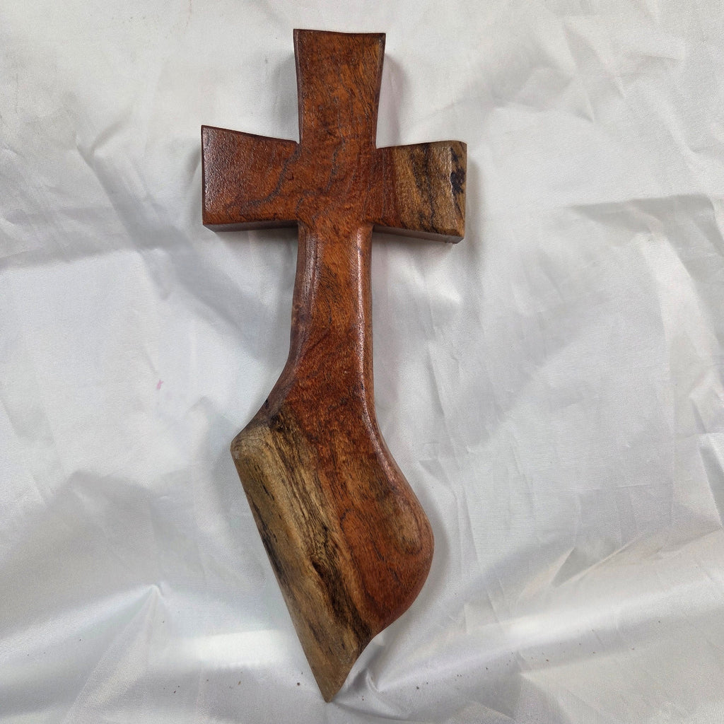 Mesquite Cross with natural colors, hanging cross wall art