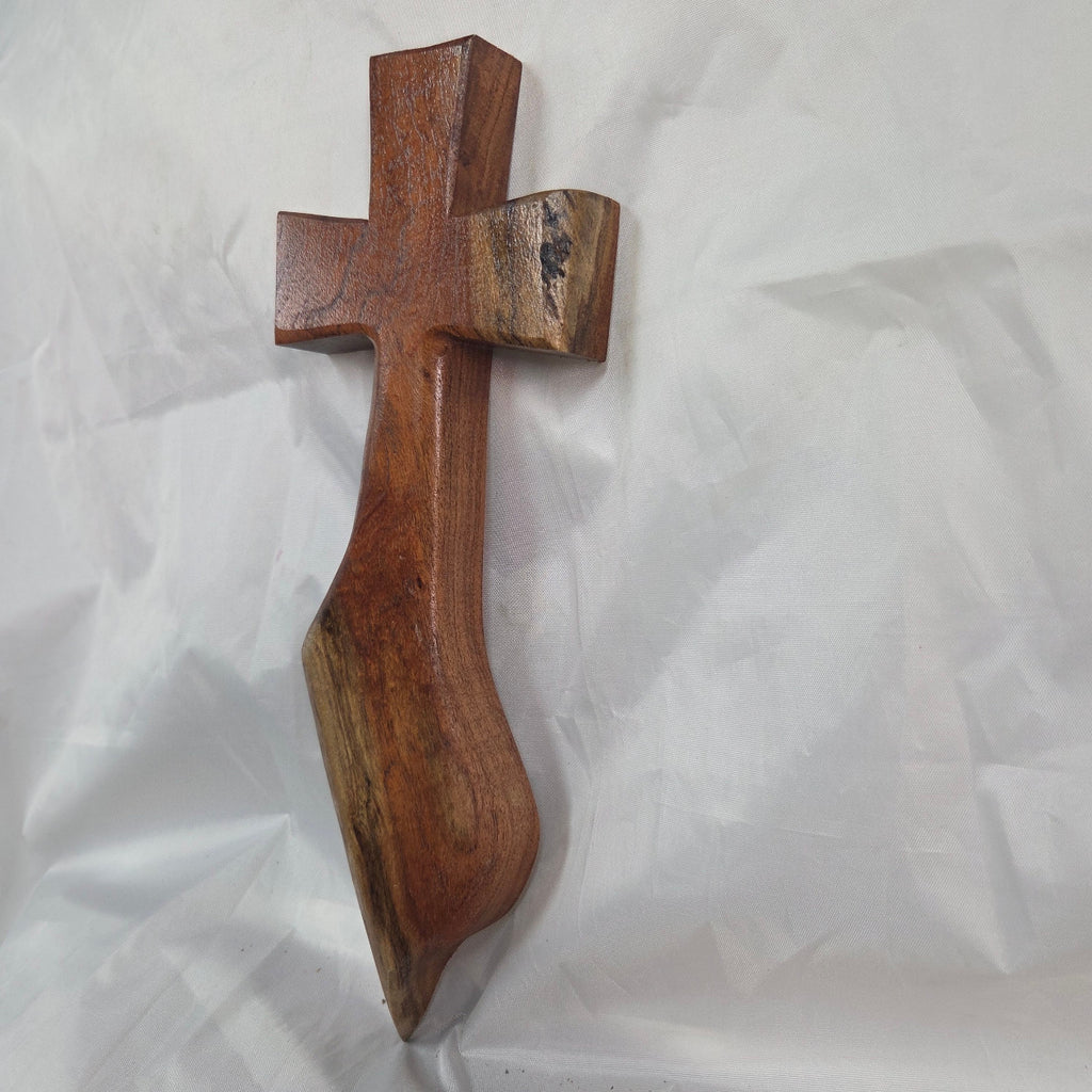 Mesquite Cross with natural colors, hanging cross wall art