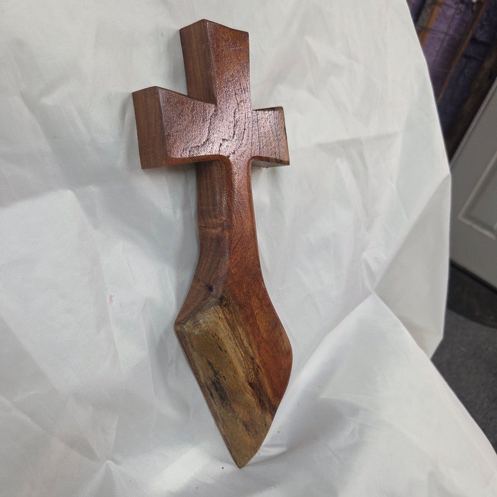 Mesquite Cross with natural colors, hanging cross wall art