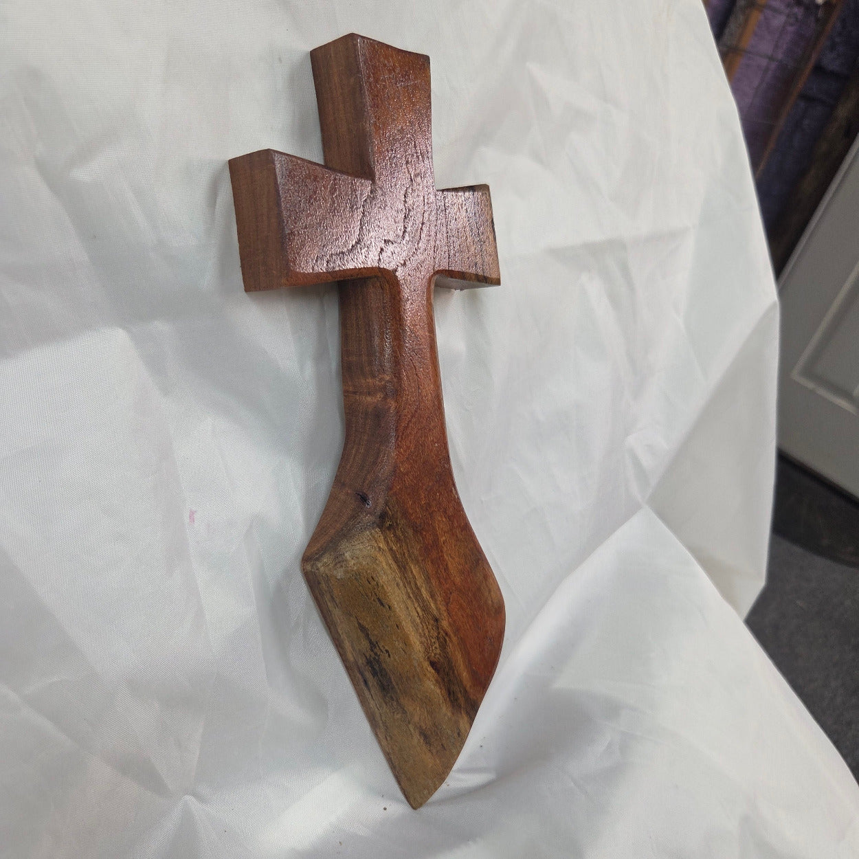 Mesquite Cross with natural colors, hanging cross wall art
