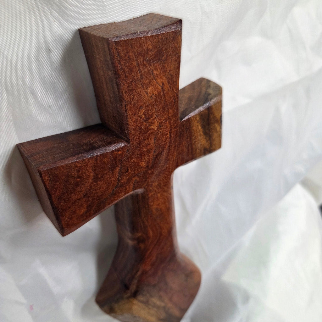 Mesquite Cross with natural colors, hanging cross wall art