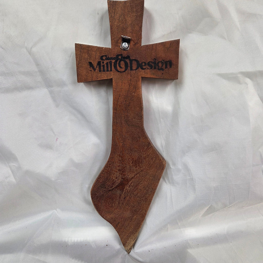 Mesquite Cross with natural colors, hanging cross wall art
