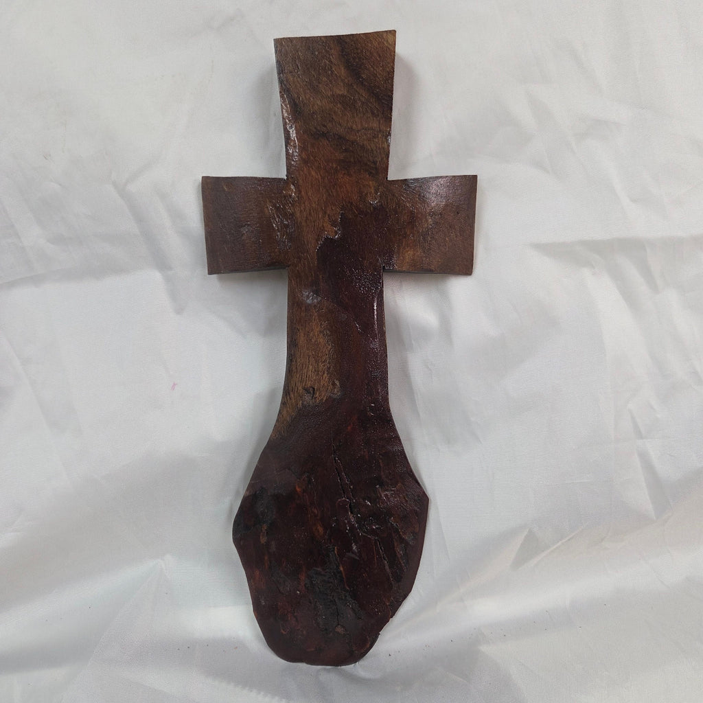 Mesquite Cross with natural colors, hanging cross wall art