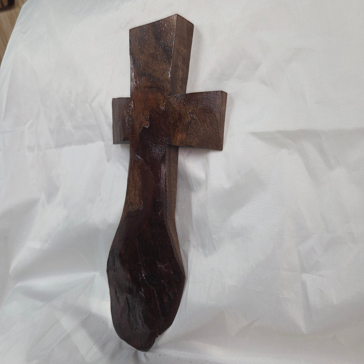 Mesquite Cross with natural colors, hanging cross wall art