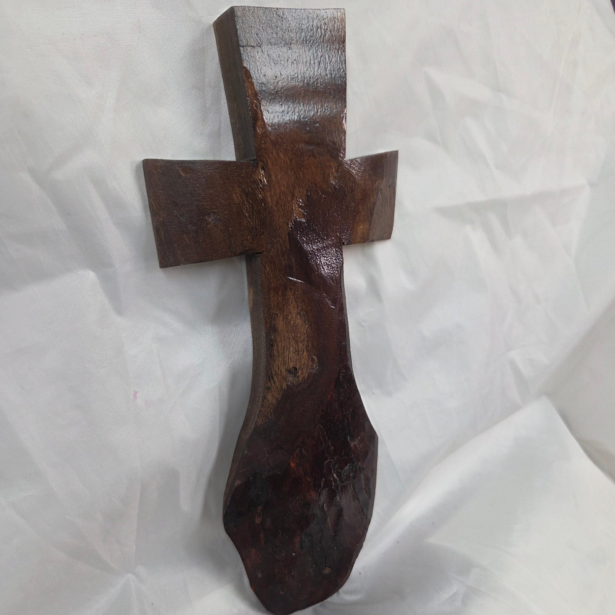 Mesquite Cross with natural colors, hanging cross wall art