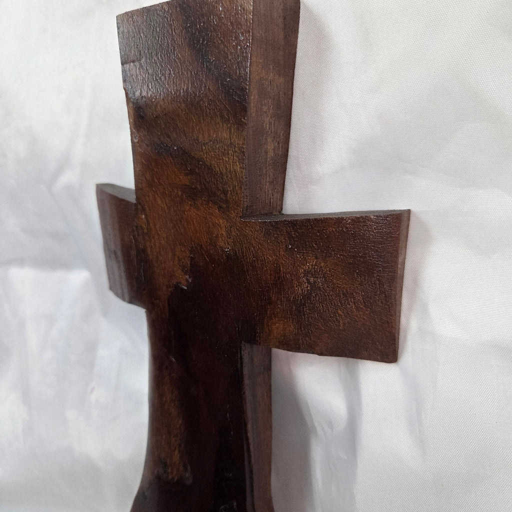 Mesquite Cross with natural colors, hanging cross wall art