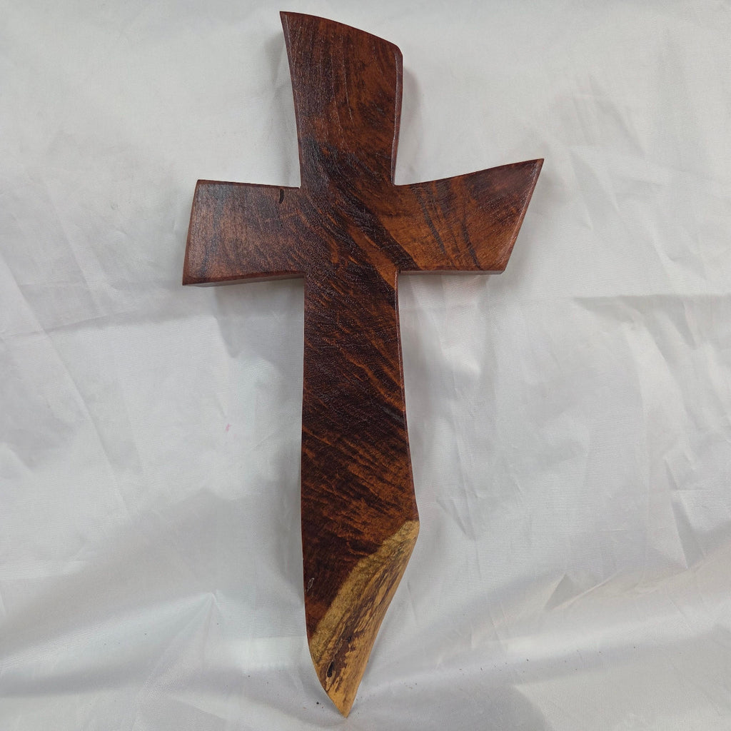 Mesquite Cross with natural colors, hanging cross wall art