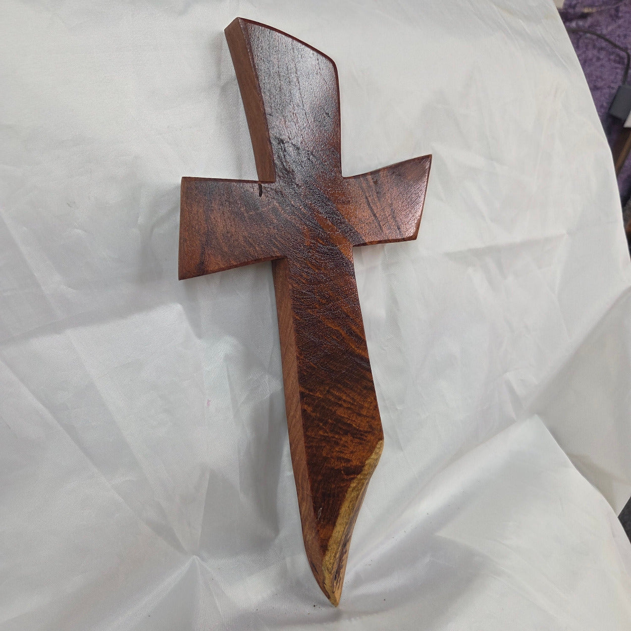 Mesquite Cross with natural colors, hanging cross wall art