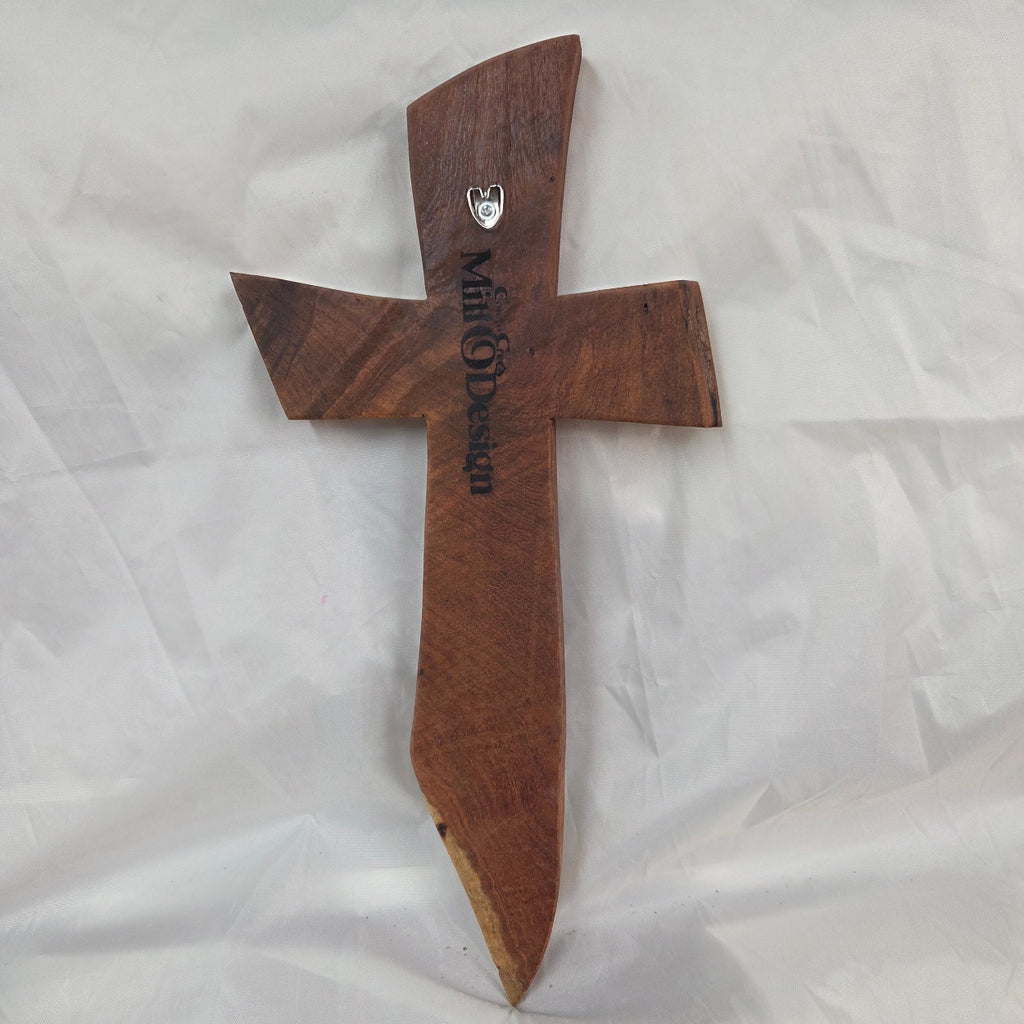 Mesquite Cross with natural colors, hanging cross wall art