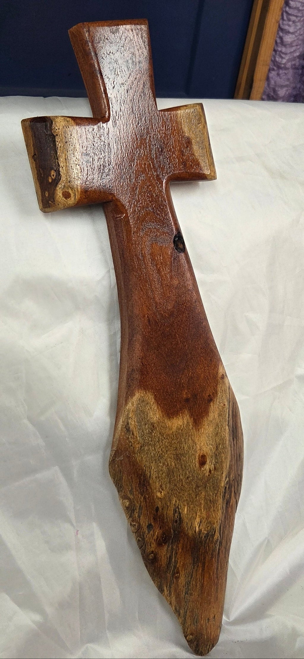 Mesquite Cross with natural colors, handing cross wall art
