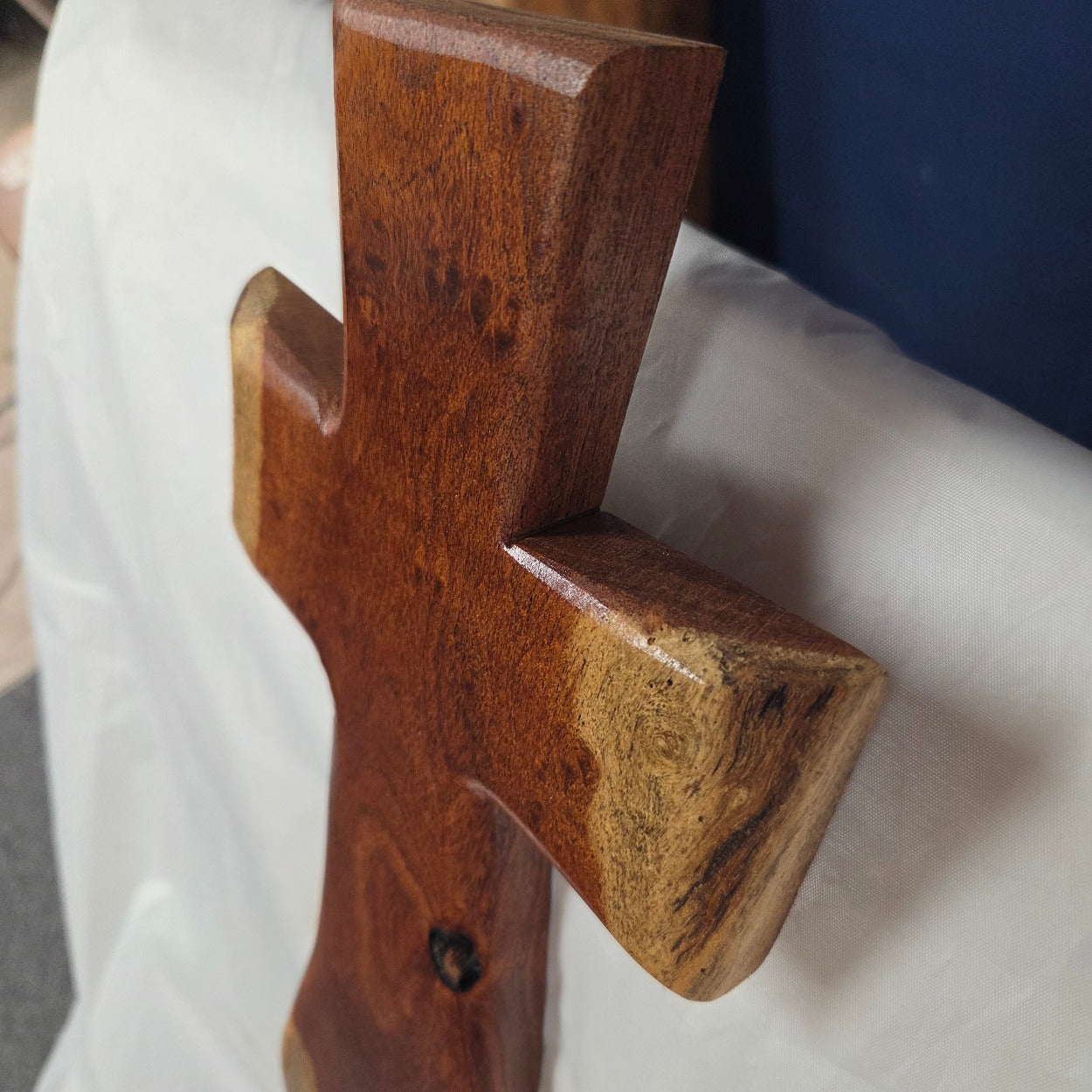 Mesquite Cross with natural colors, hanging cross wall art