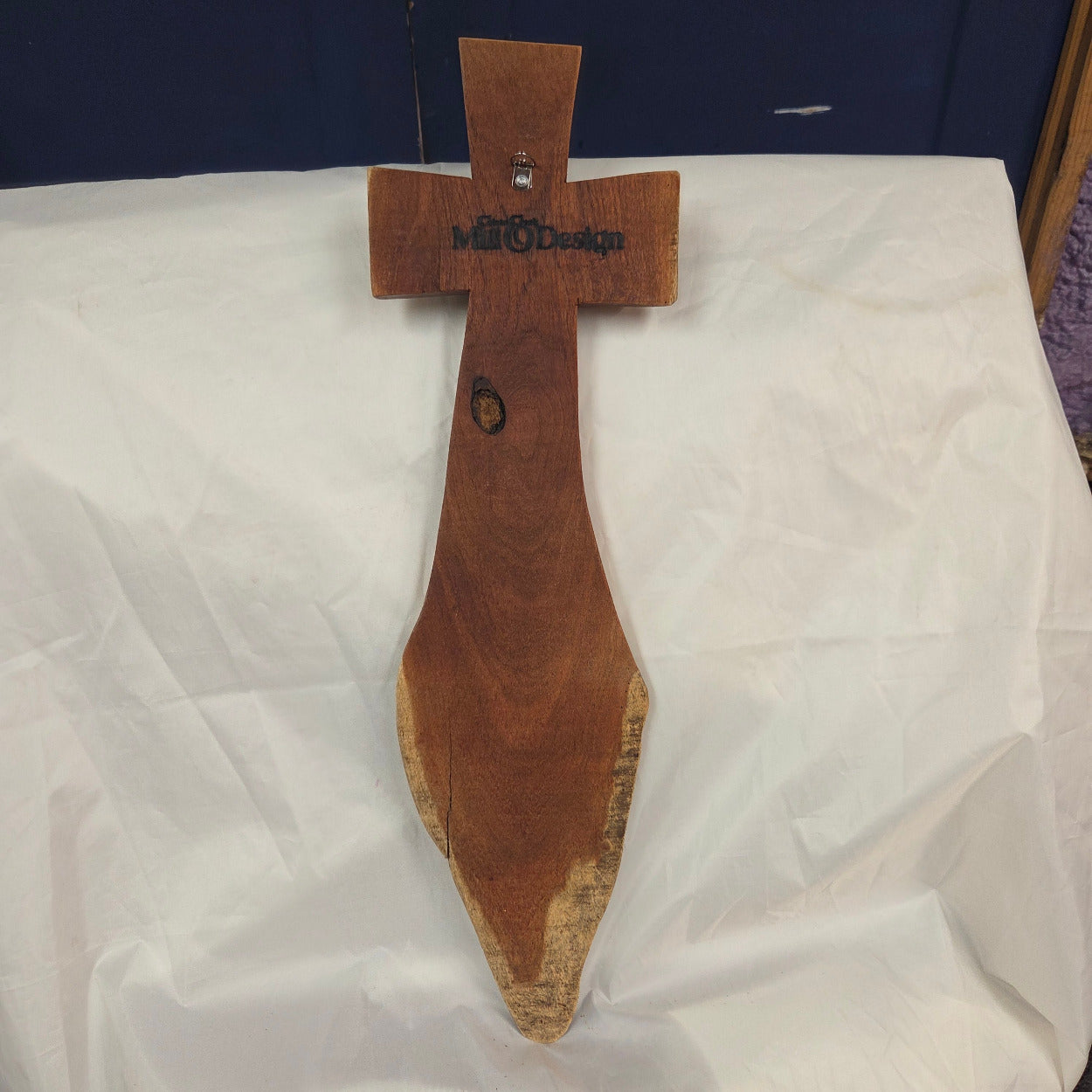 Mesquite Cross with natural colors, hanging cross wall art