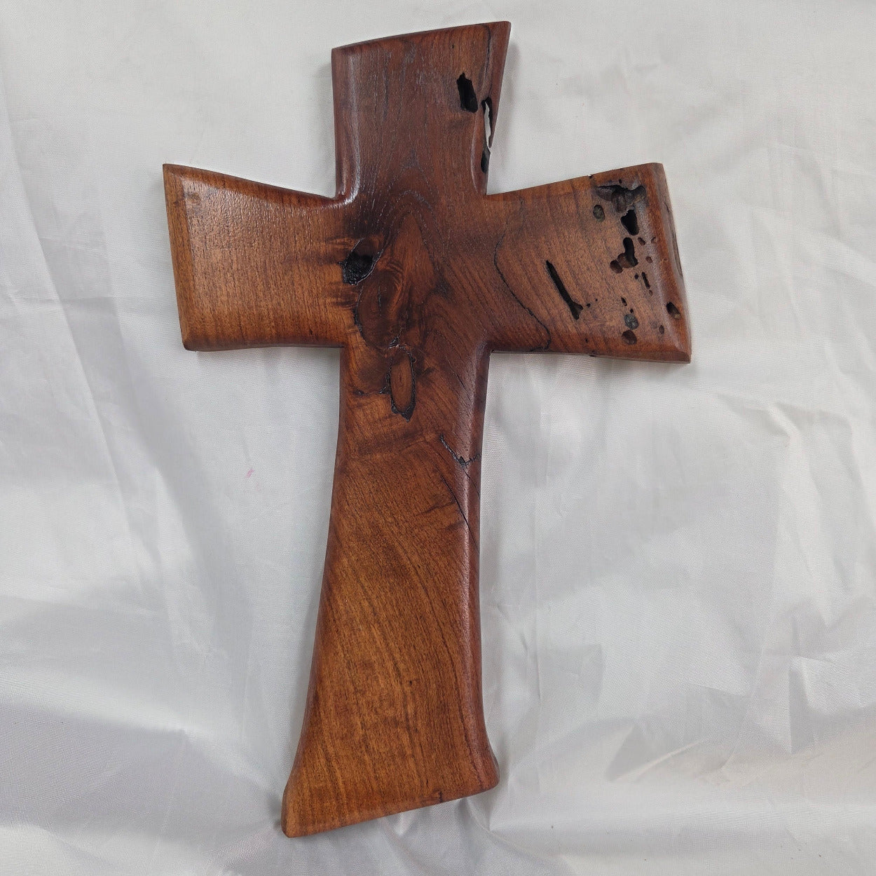 Mesquite Cross with natural colors, hanging cross wall art