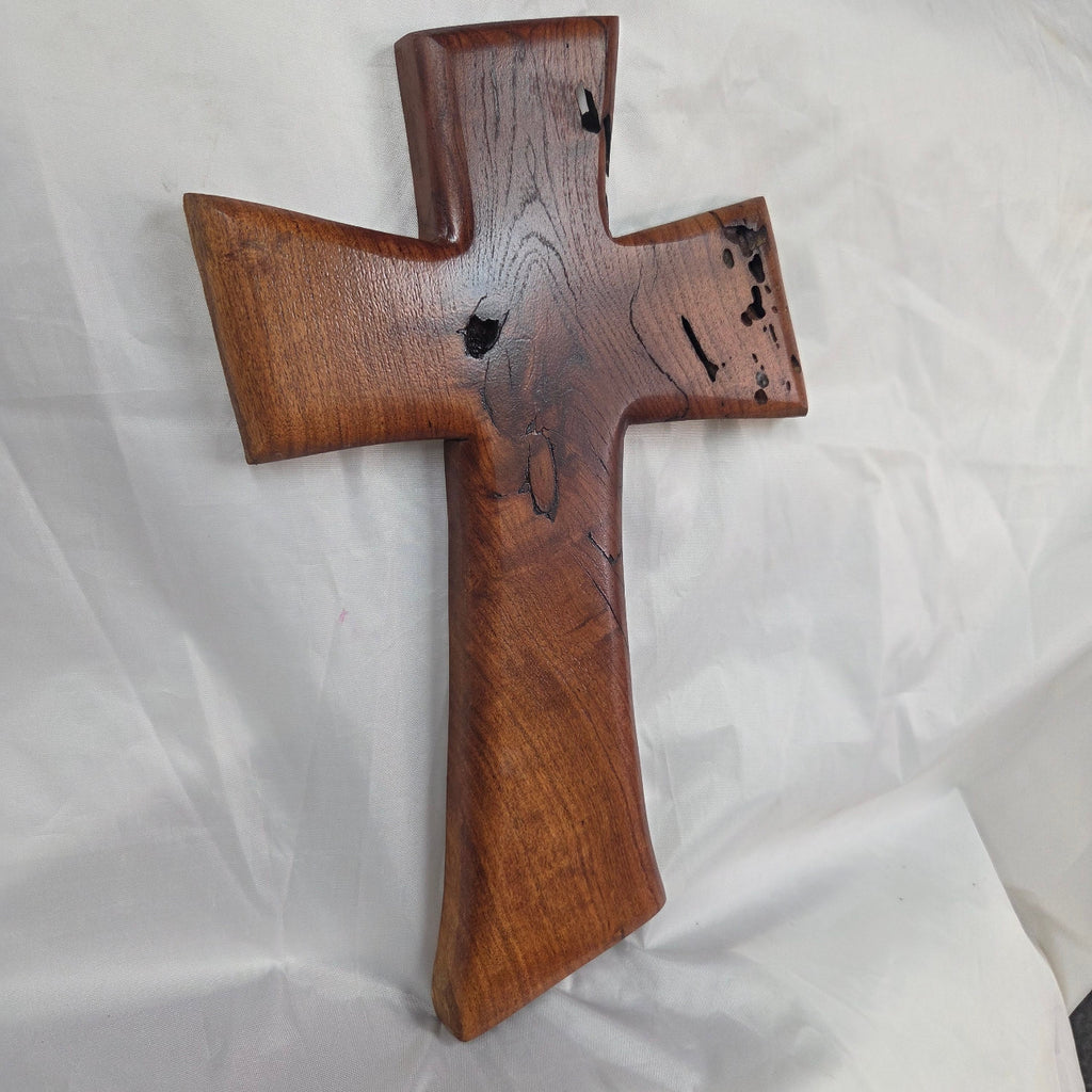 Mesquite Cross with natural colors, hanging cross wall art