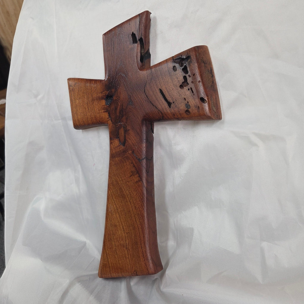 Mesquite Cross with natural colors, hanging cross wall art