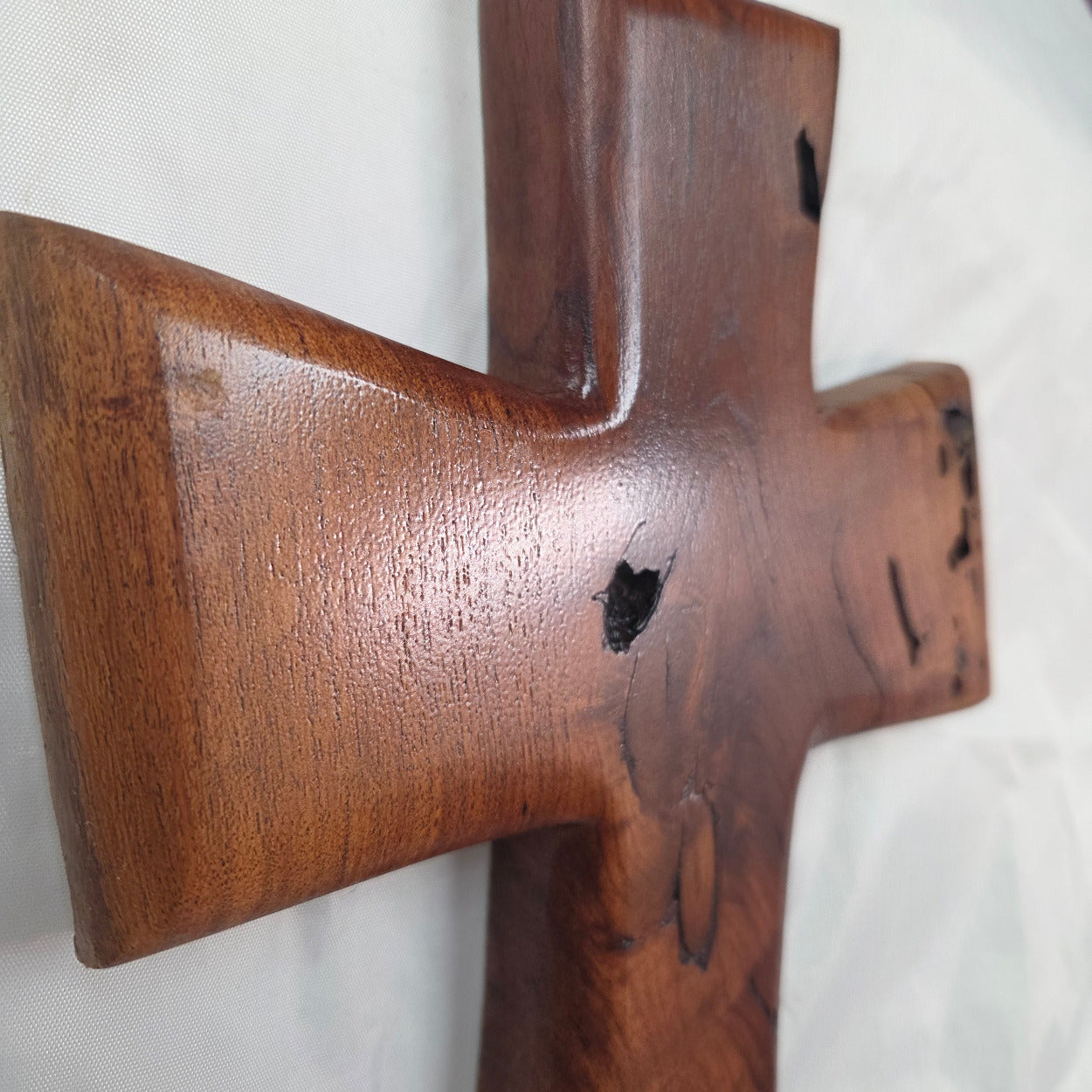 Mesquite Cross with natural colors, hanging cross wall art