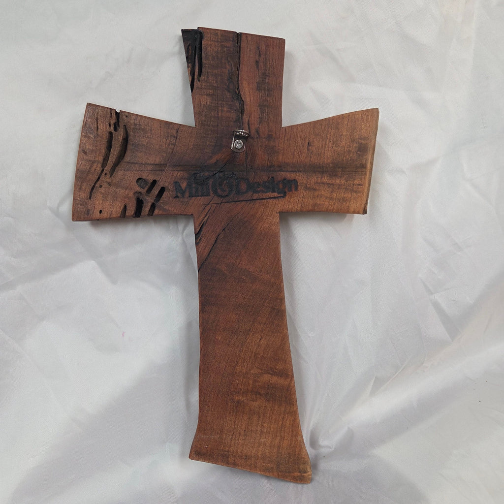 Mesquite Cross with natural colors, hanging cross wall art