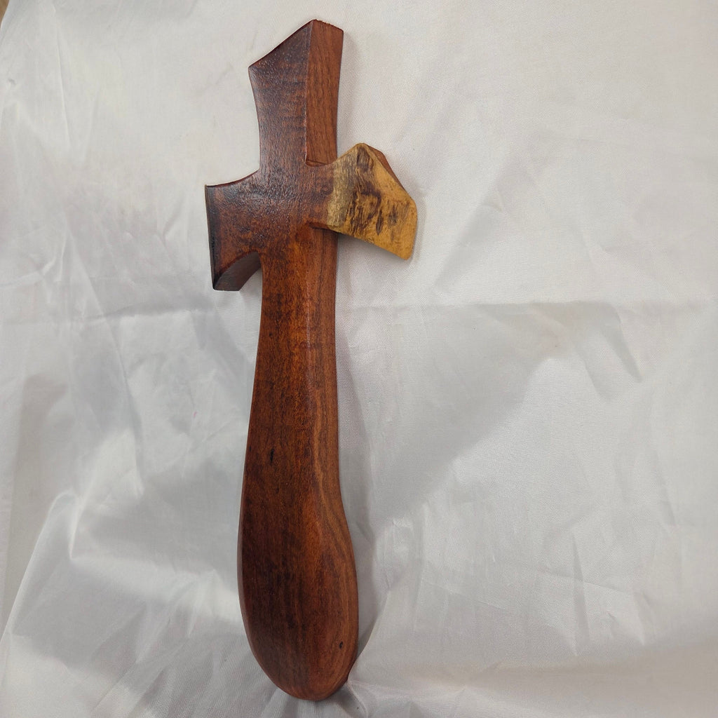 Mesquite Cross with natural colors, hanging cross wall art