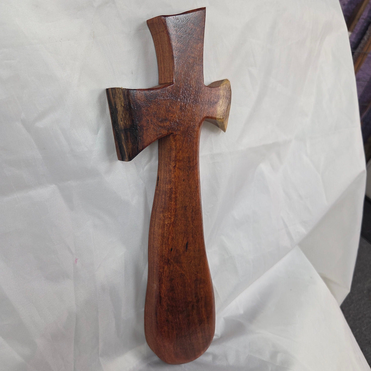 Mesquite Cross with natural colors, hanging cross wall art