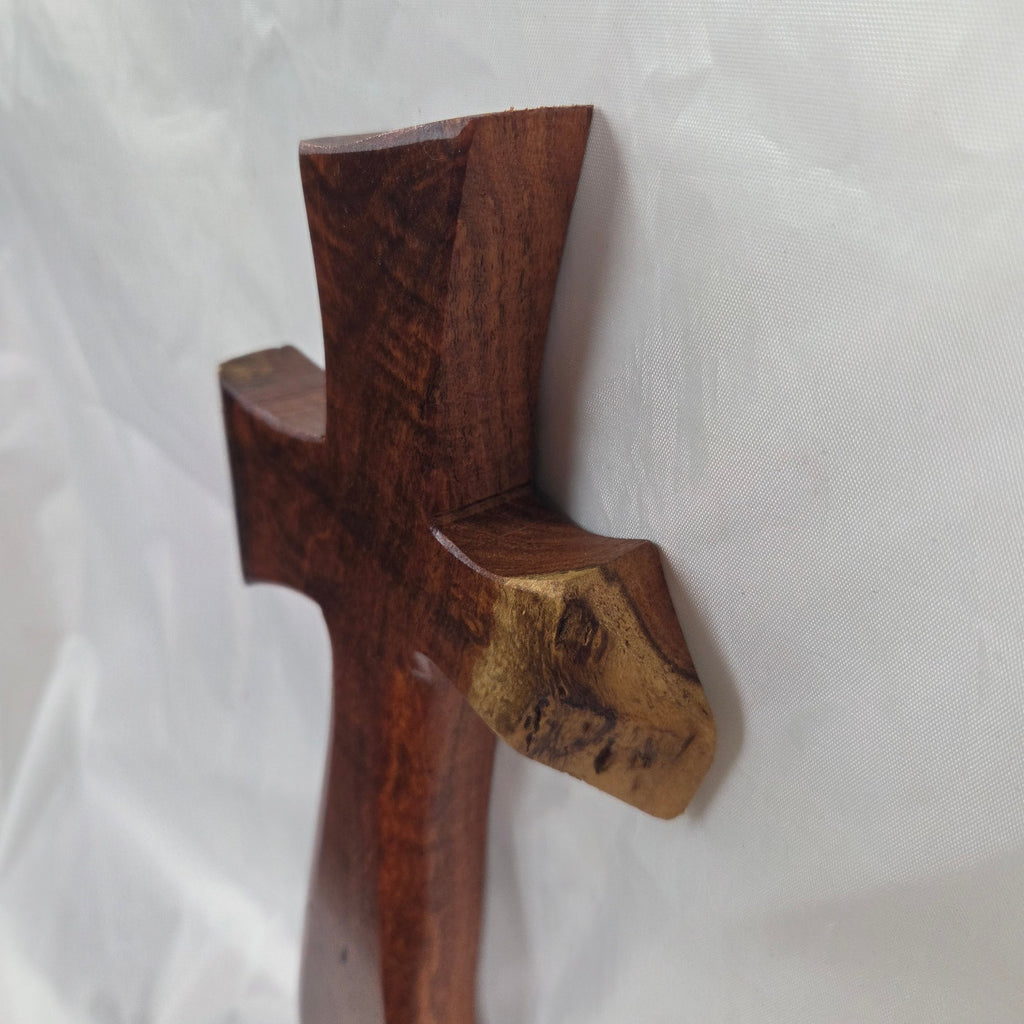 Mesquite Cross with natural colors, hanging cross wall art
