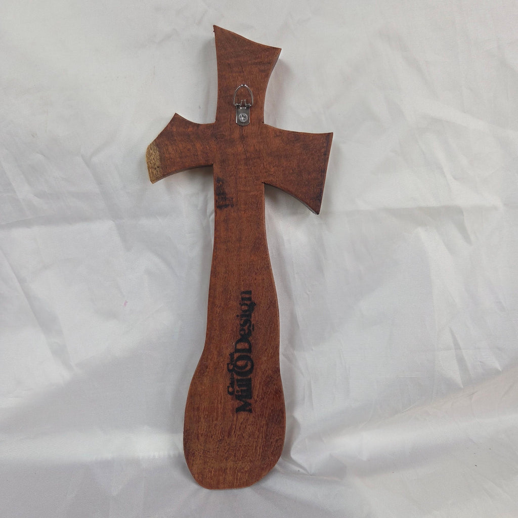 Mesquite Cross with natural colors, hanging cross wall art