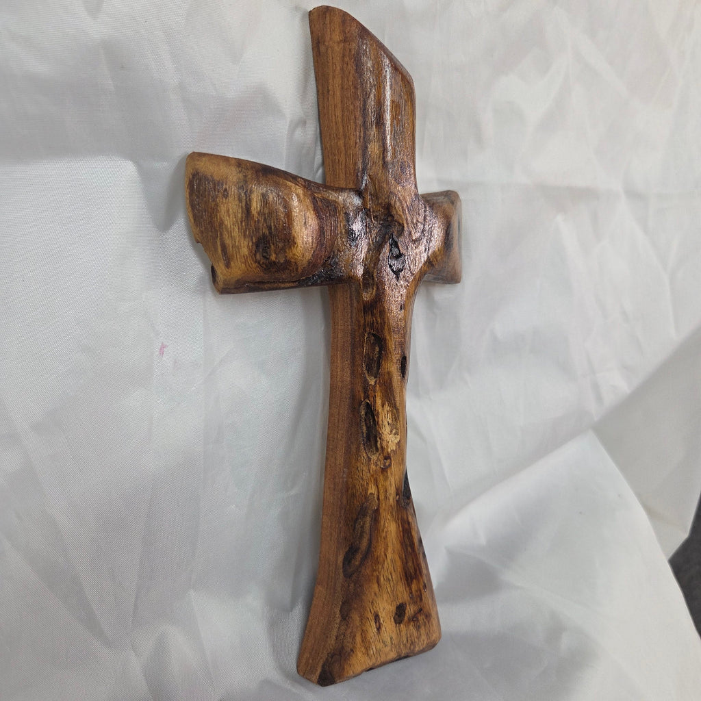 Mesquite Cross with natural colors, hanging cross wall art