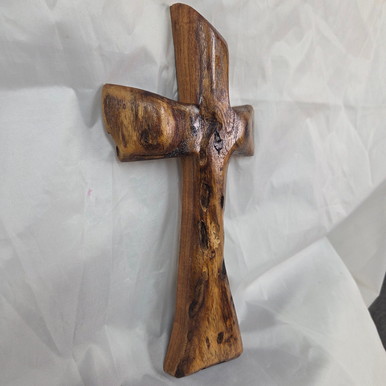 Mesquite Cross with natural colors, hanging cross wall art