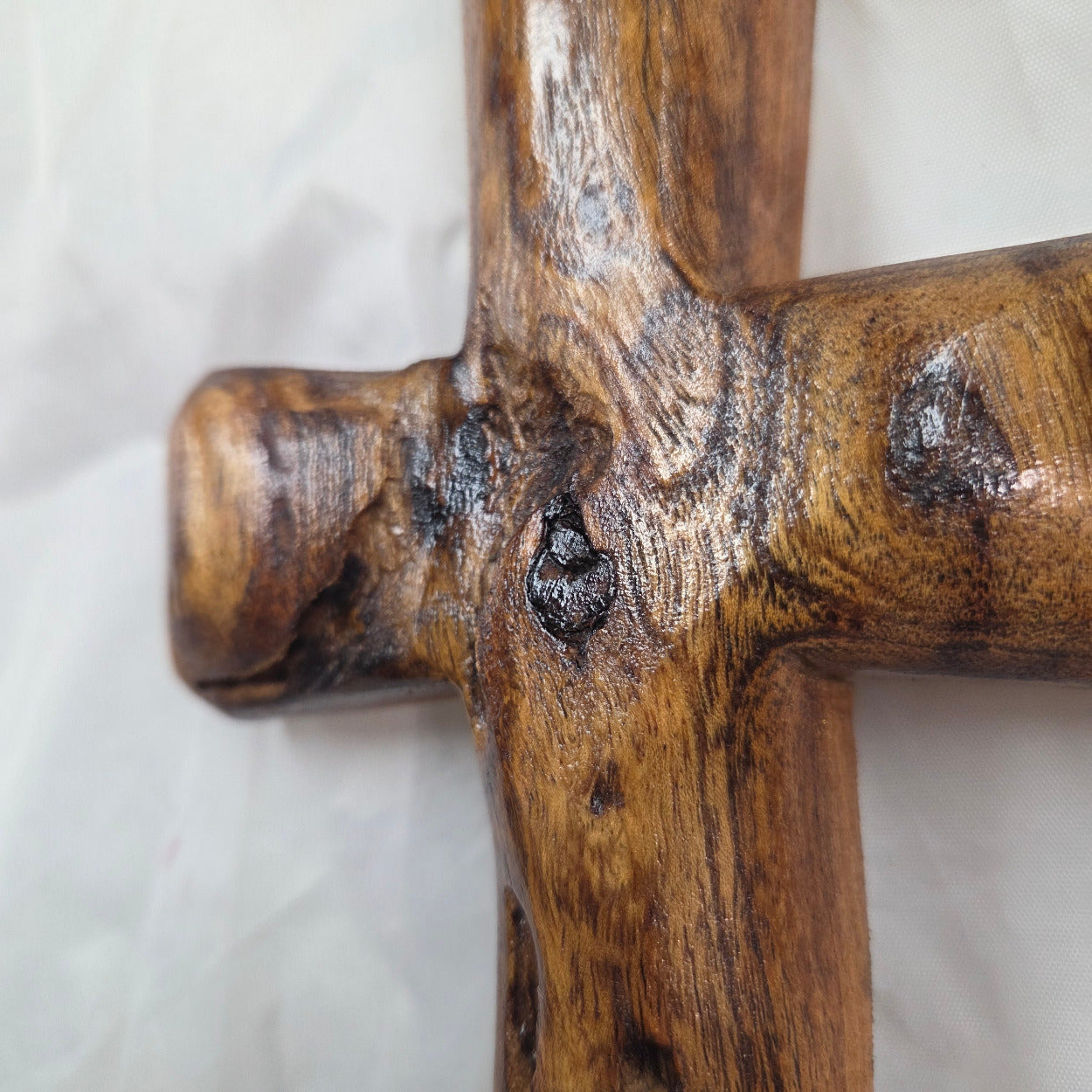 Mesquite Cross with natural colors, hanging cross wall art
