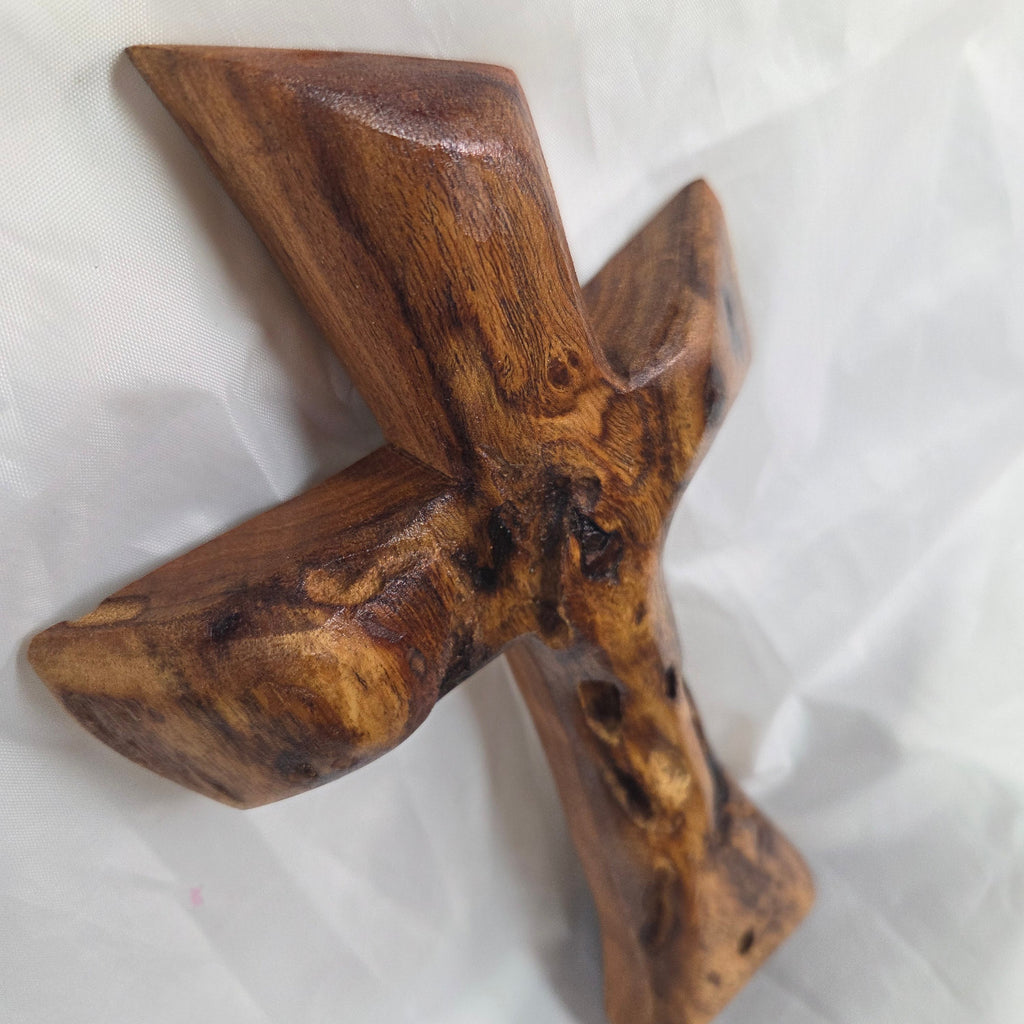Mesquite Cross with natural colors, hanging cross wall art