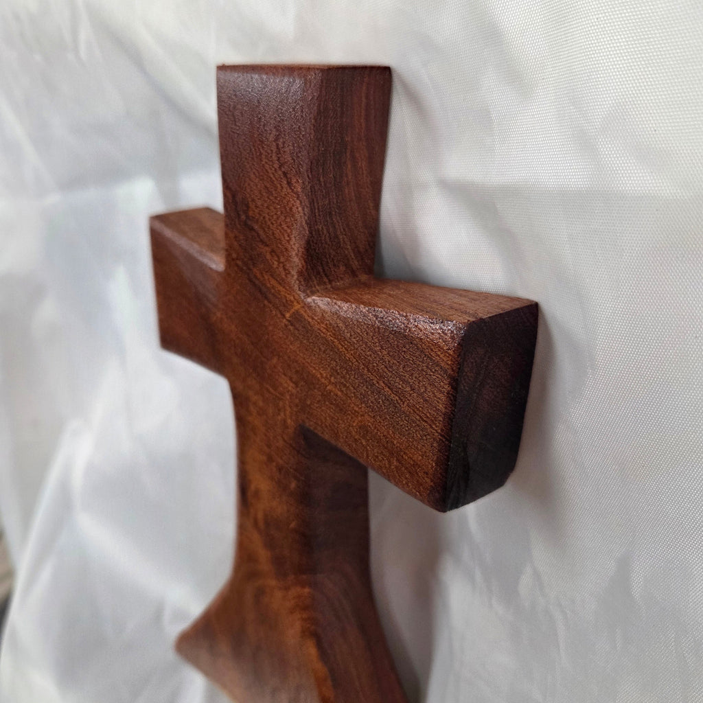 Mesquite Cross with natural colors, hanging cross wall art