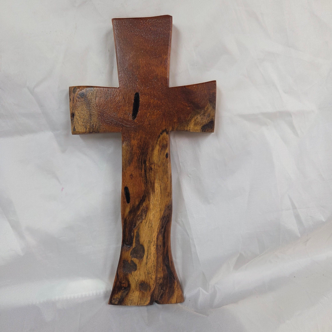 Mesquite Cross with natural colors, hanging cross wall art