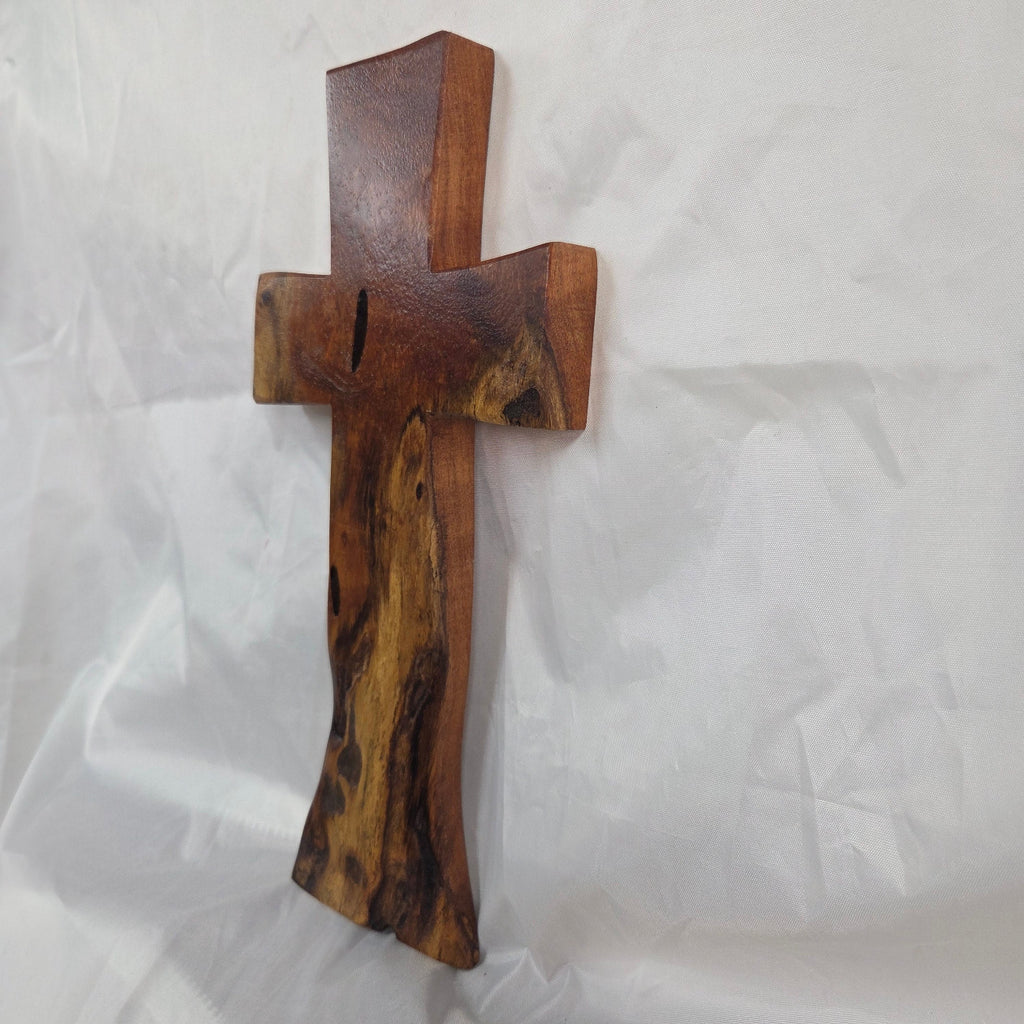 Mesquite Cross with natural colors, hanging cross wall art